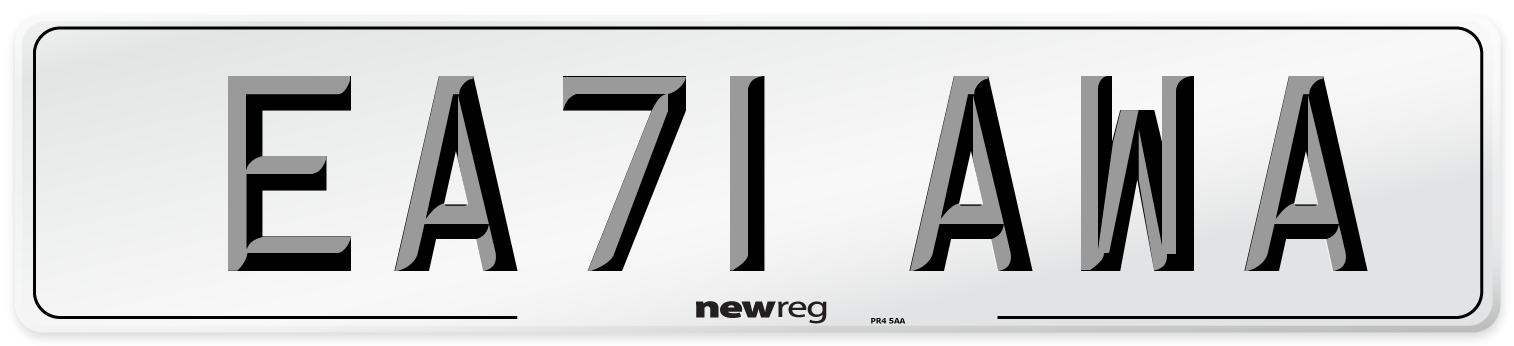 EA71 AWA Number Plate from New Reg